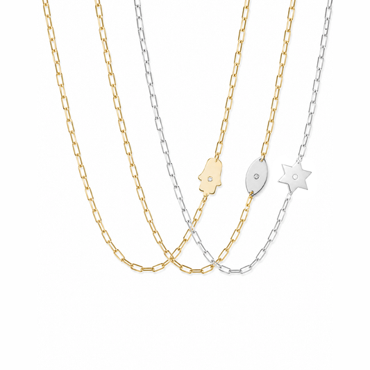 Dani Hamsa Diamond Paperclip Necklace