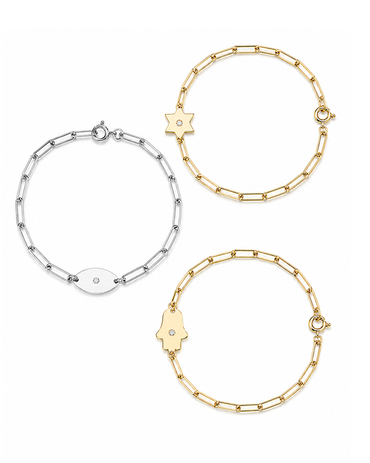 Dani Hamsa Diamond Paperclip Bracelet | Anklet