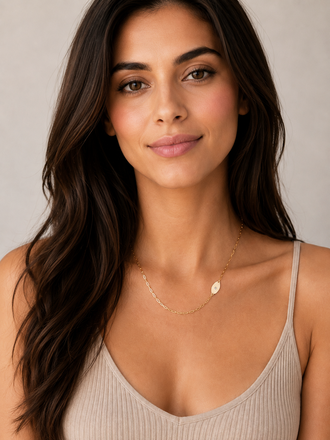Dani Hamsa Diamond Paperclip Necklace