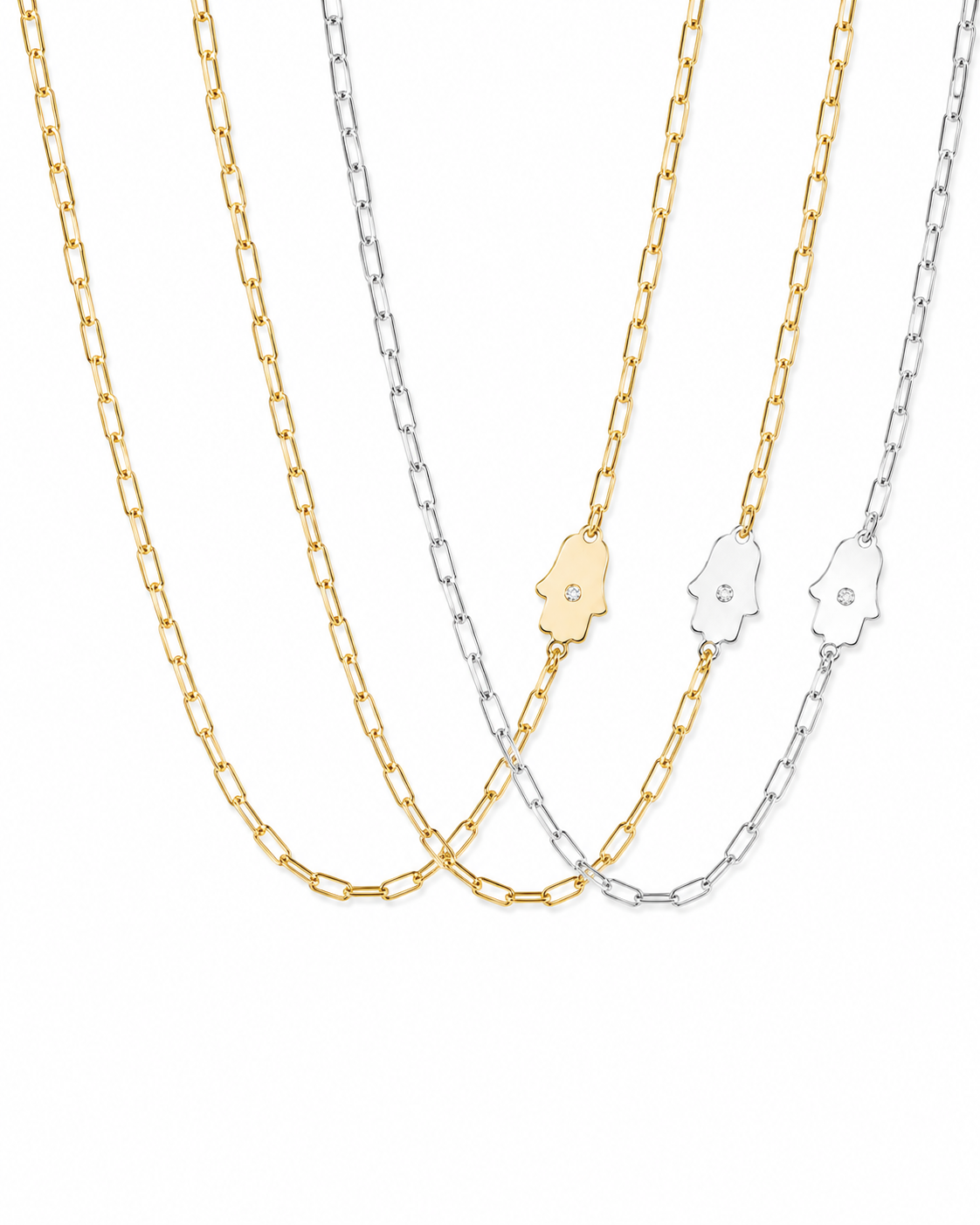 Dani Hamsa Diamond Paperclip Necklace