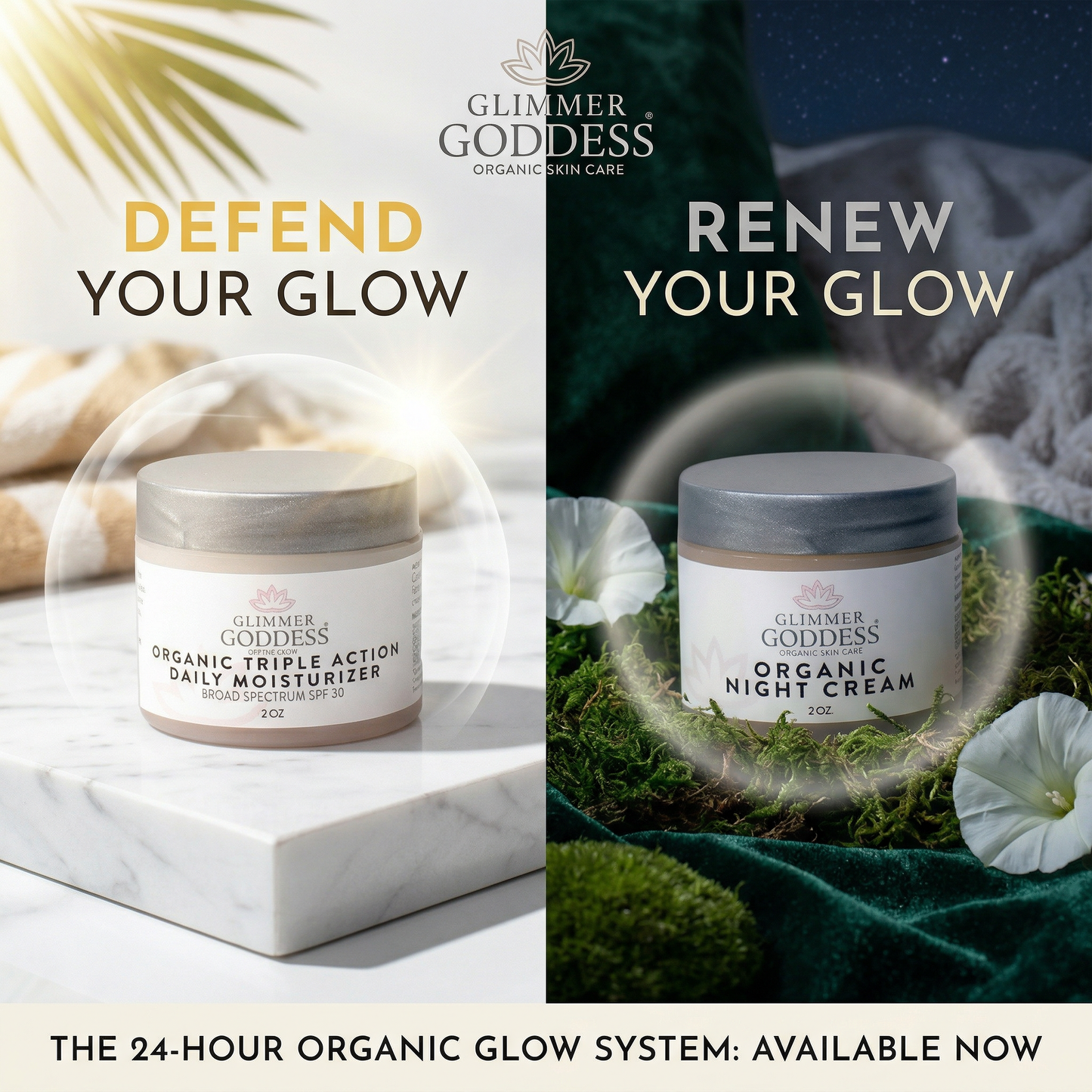 Organic Day & Night Duo – Triple Action SPF 30 Moisturizer + Skin Renewal Night Cream Bundle