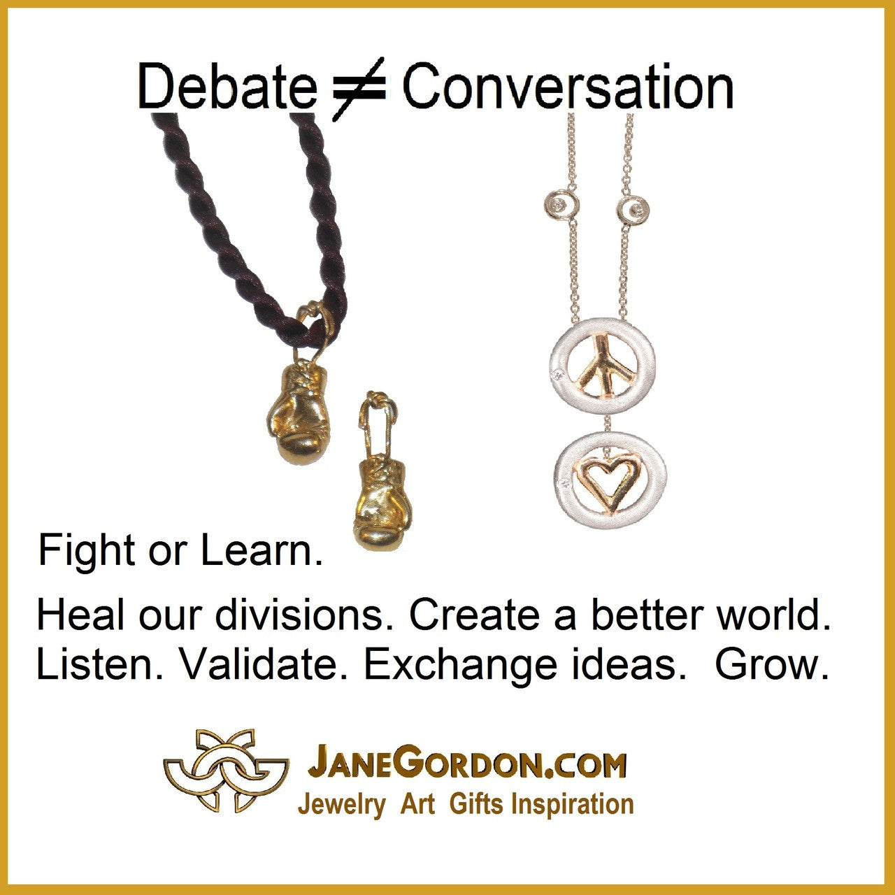 Peace & Love necklace 18K gold with dots of diamonds karma chain-Horizontel Version-4
