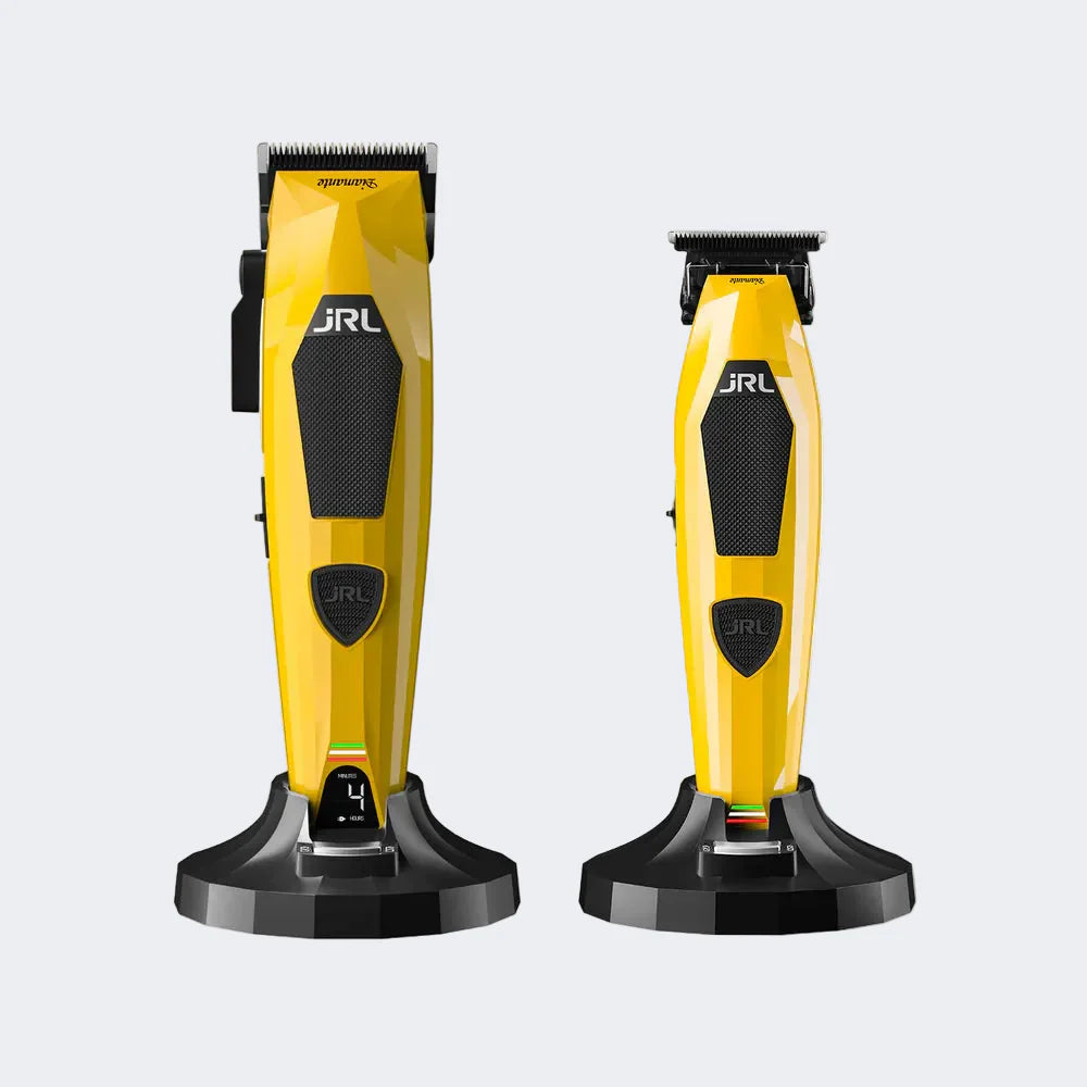 JRL Professional Diamante DI2025 Clipper & Trimmer Set Yellow with FREE Impacto Foil Shaver and Cape