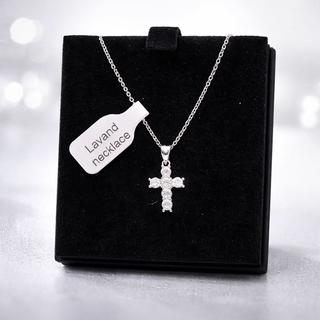 Lavand Cross Diamond Necklace-0