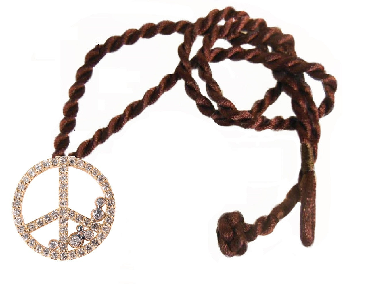 Peace in Abundance Pendant. Diamond Peace Symbol with Overflowing Diamond Dots . 18K gold-6