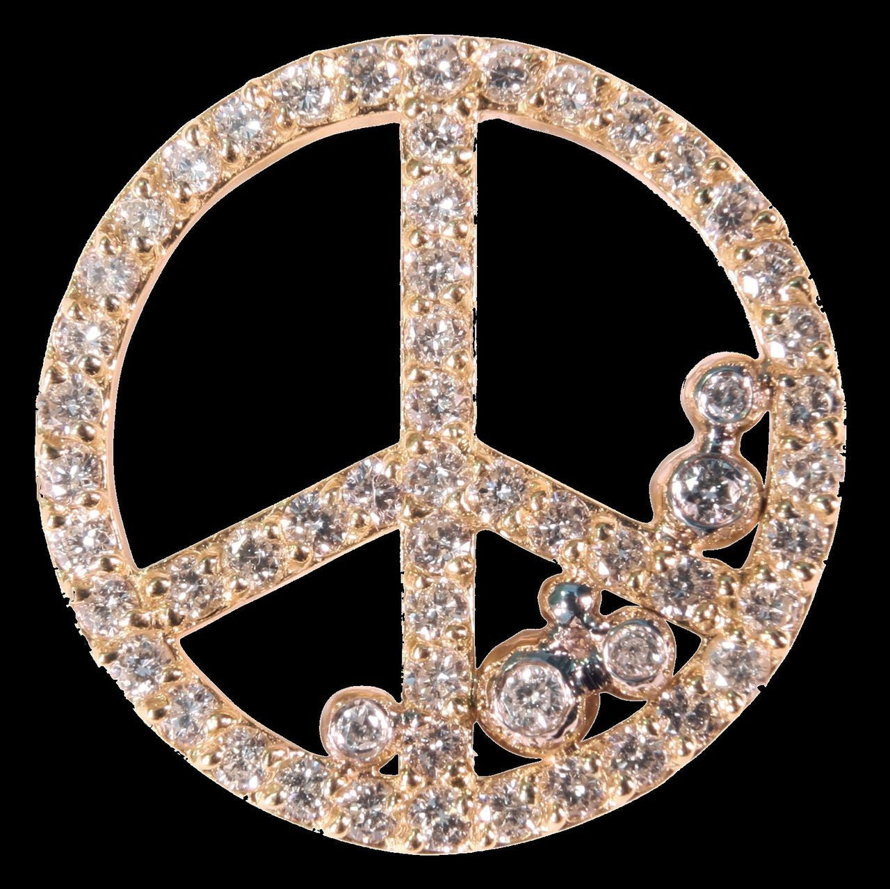 Peace in Abundance Pendant. Diamond Peace Symbol with Overflowing Diamond Dots . 18K gold-5