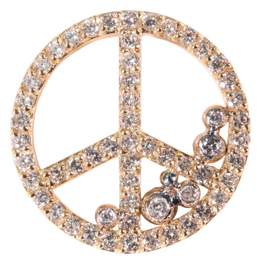 Peace in Abundance Pendant. Diamond Peace Symbol with Overflowing Diamond Dots . 18K gold-0