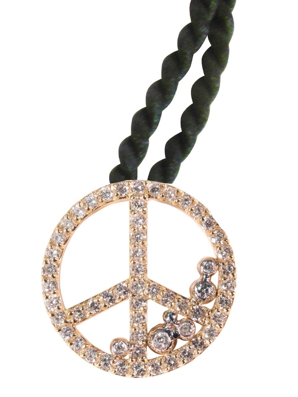 Peace in Abundance Pendant. Diamond Peace Symbol with Overflowing Diamond Dots . 18K gold-3
