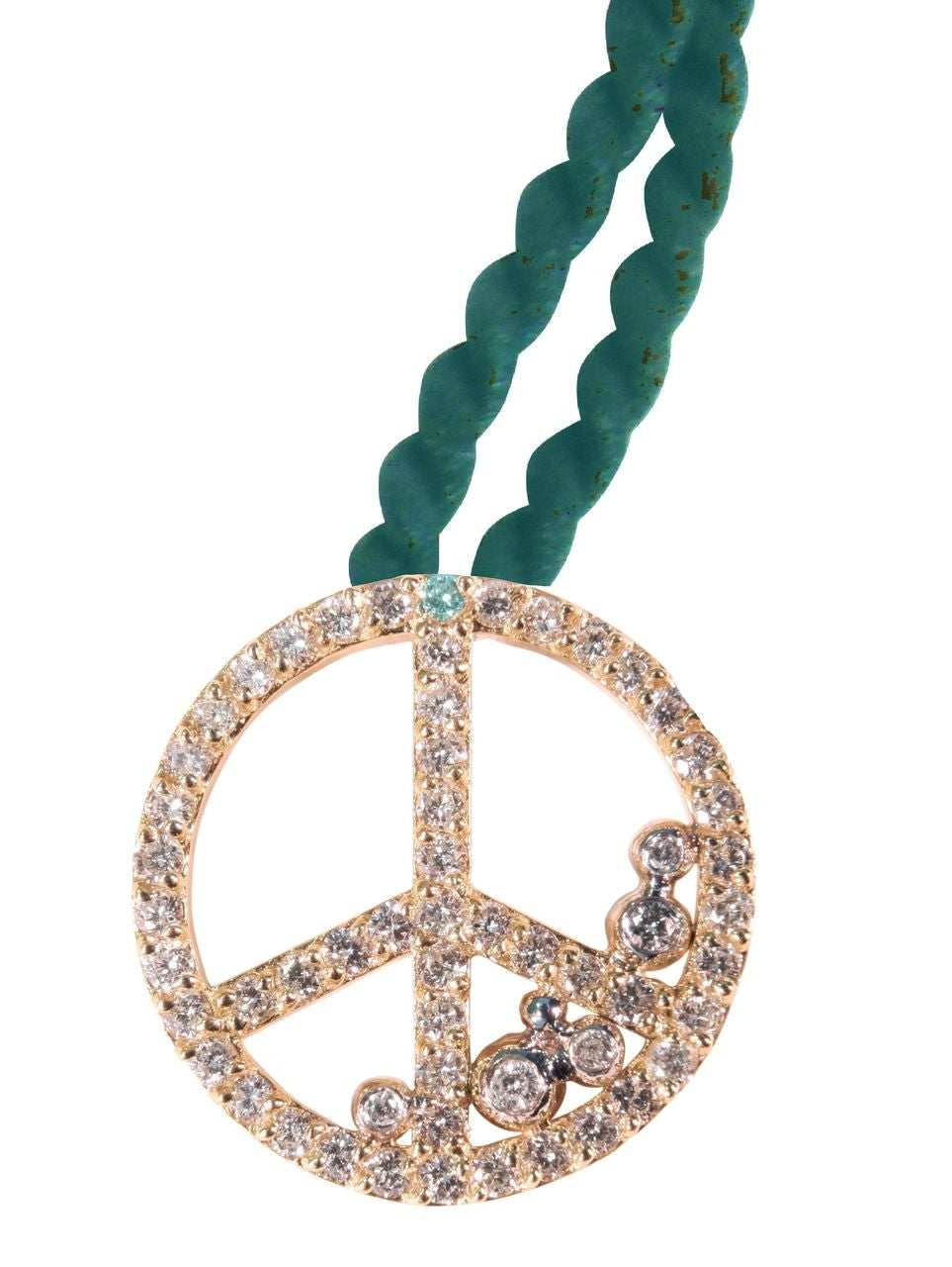 Peace in Abundance Pendant. Diamond Peace Symbol with Overflowing Diamond Dots . 18K gold-4