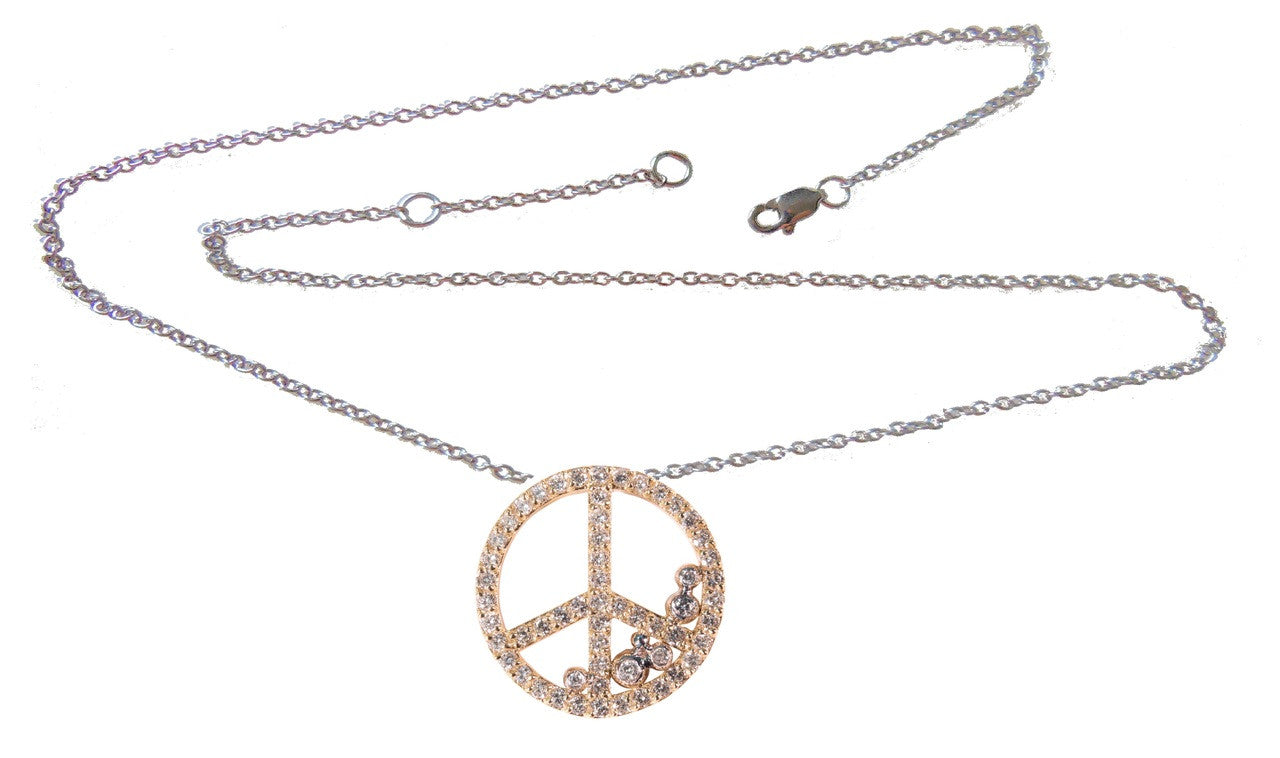 Peace in Abundance Pendant. Diamond Peace Symbol with Overflowing Diamond Dots . 18K gold-8