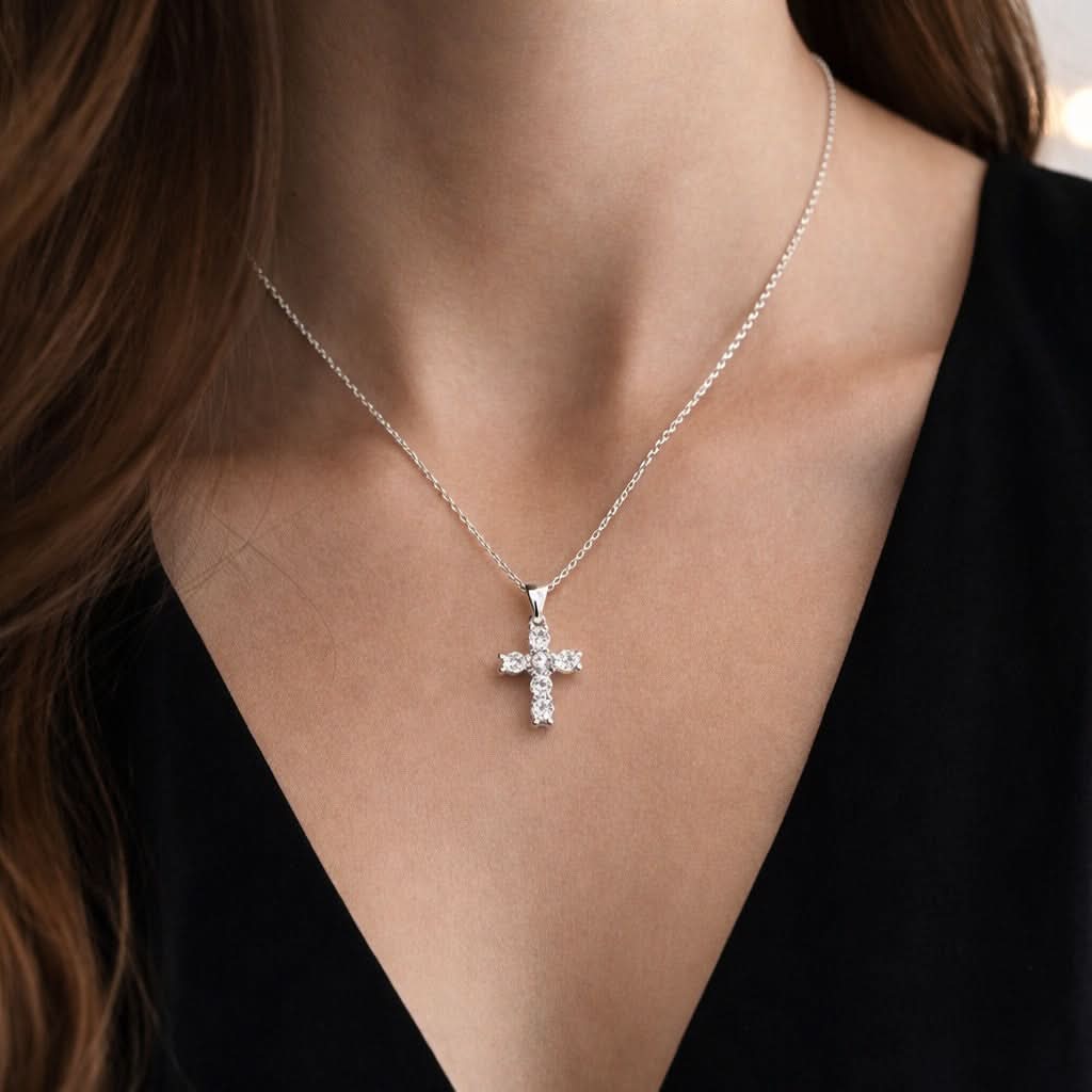 Lavand Cross Diamond Necklace-1