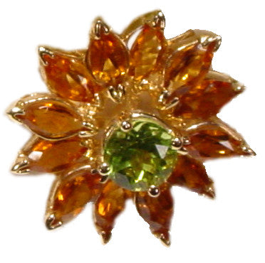 Gemstone Daisy Necklace-Clip Enhancer for Pearls or Cords. Sterling Silver & Semi Precious Stones.-14