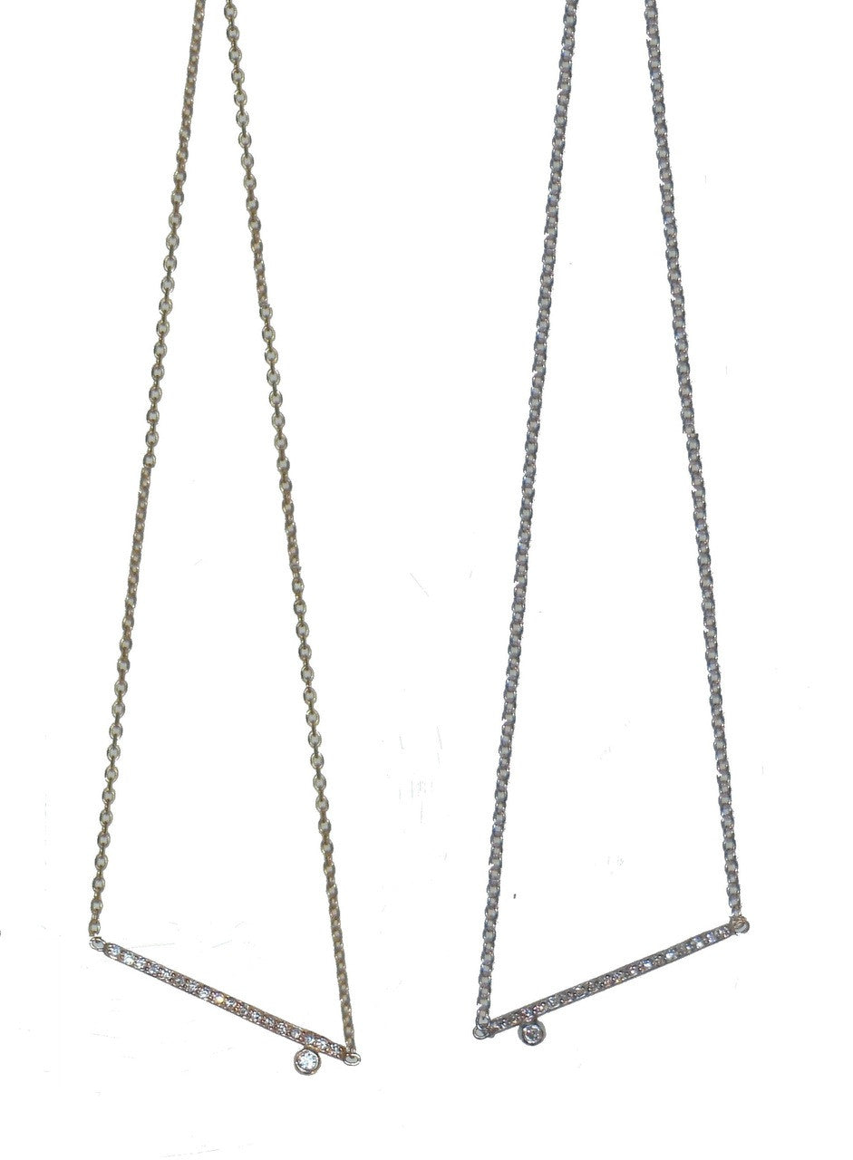 Dot & Line Necklace: Sterling Silver and Diamonds-6