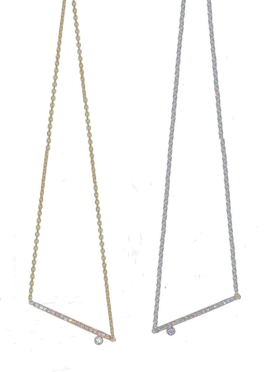 Dot & Line Necklace: Sterling Silver and Diamonds-5