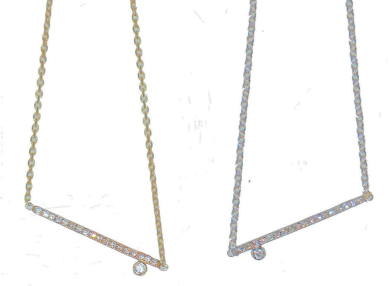 Dot & Line Necklace: Sterling Silver and Diamonds-3