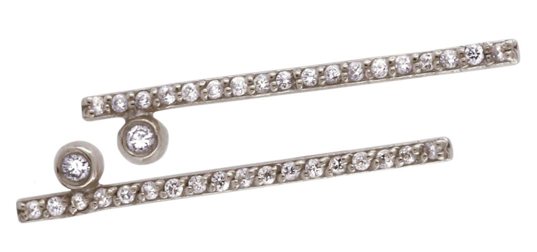 Dot & Line- Sterling Silver &  all diamonds, inspirational earrings-0