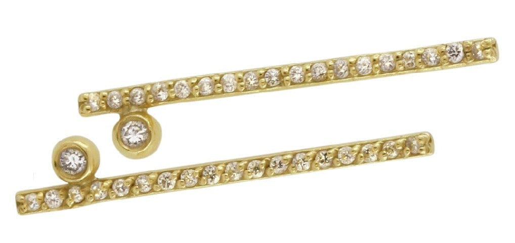 Dot & Line- Sterling Silver &  all diamonds, inspirational earrings-1