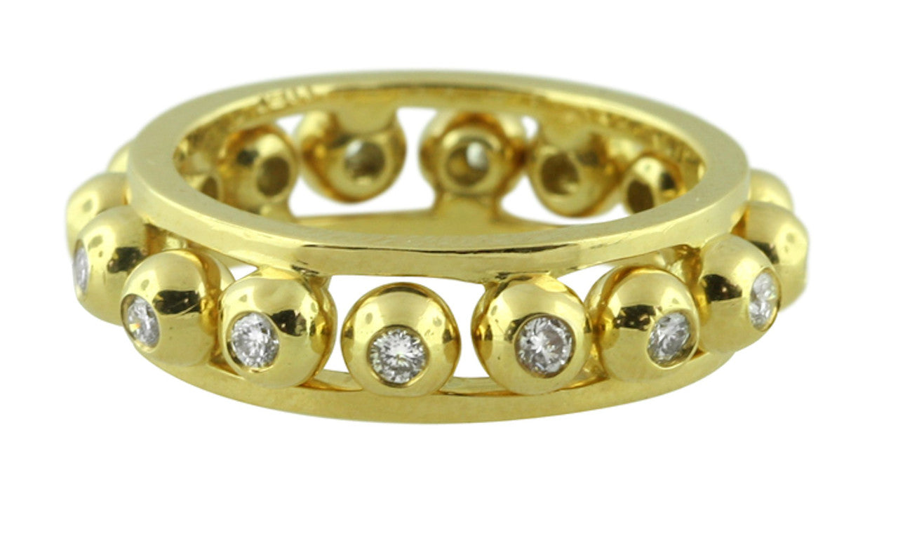 Crown Stacking Ring- Larger of 2 Narrow Versions-18K Gold & Diamonds-1