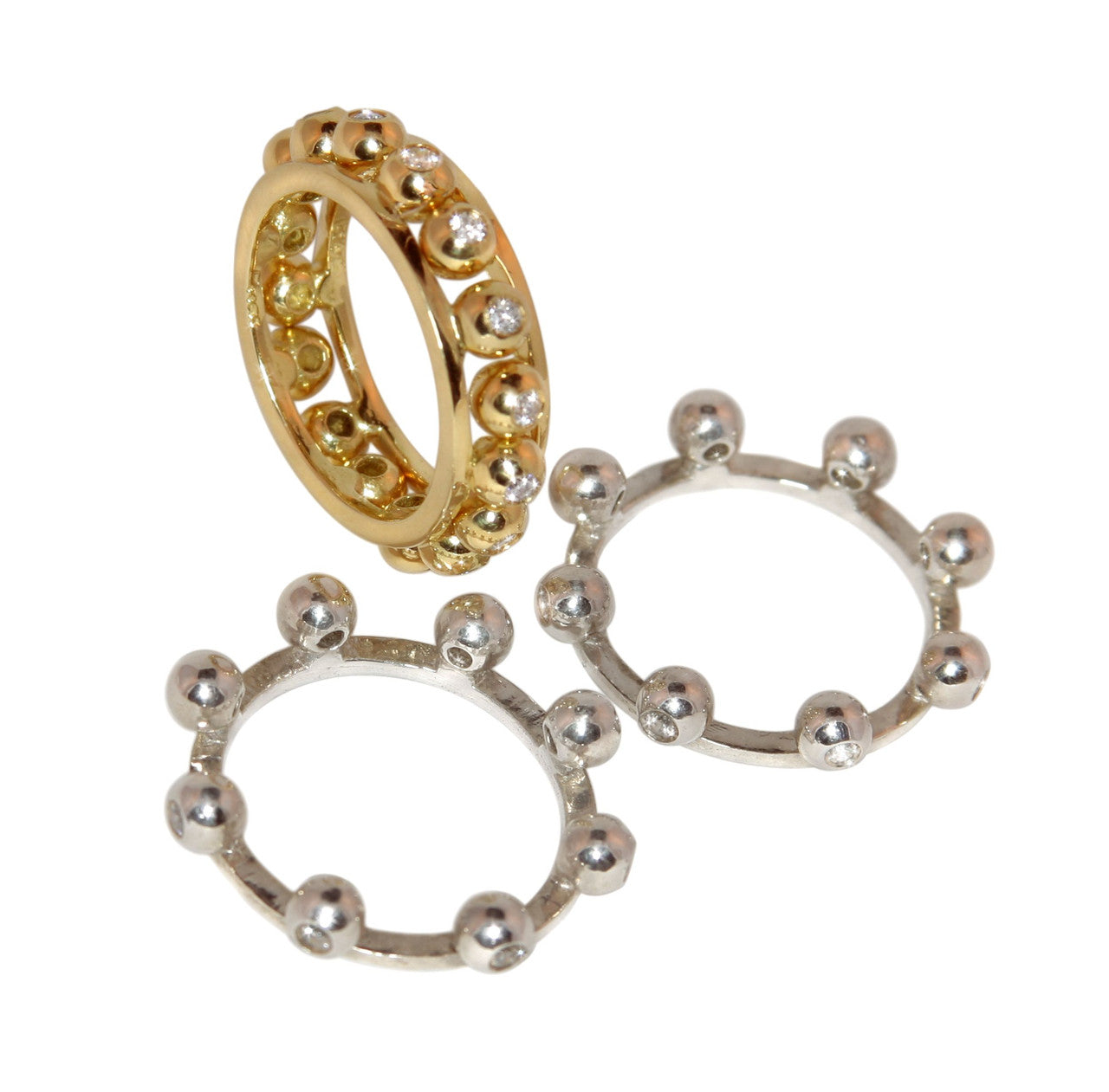 Crown Stacking Ring- Larger of 2 Narrow Versions-18K Gold & Diamonds-0