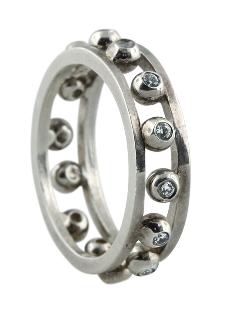 Crown Stacking Ring-Hugging dots-14K Gold & Diamonds- Narrowest Version-11