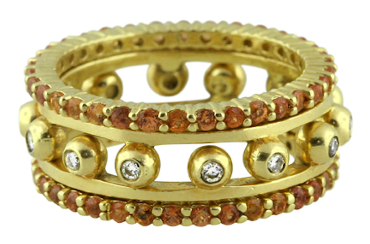 Crown Stacking Ring-Hugging dots-14K Gold & Diamonds- Narrowest Version-10