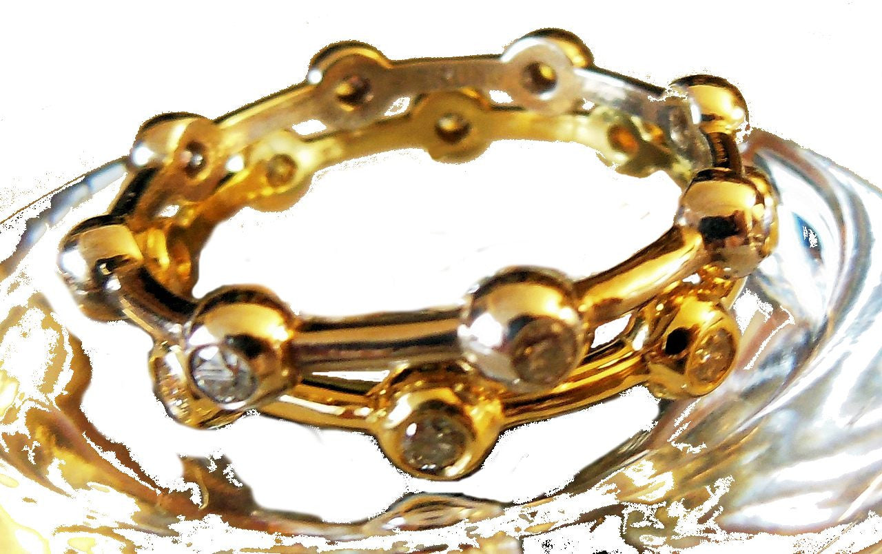 Straight Stacking Ring- 18K gold with diamonds-5
