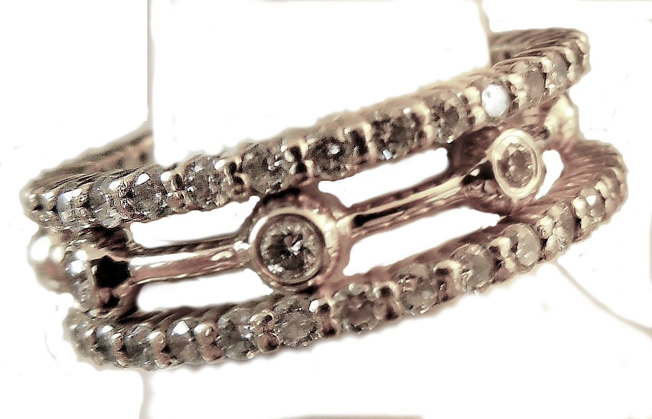 Straight Stacking Ring- 14K gold with diamonds-5