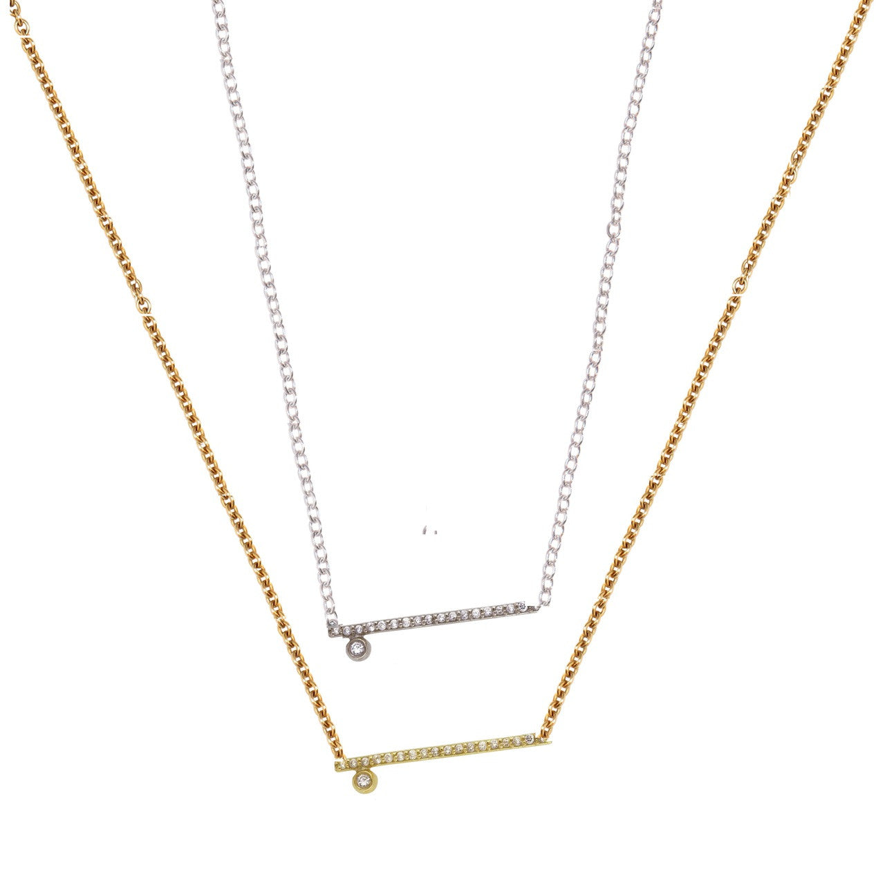 Dot & Line Necklace: Sterling Silver and Diamonds-9
