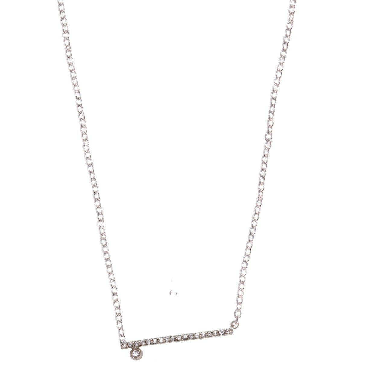 Dot & Line Necklace: Sterling Silver and Diamonds-8