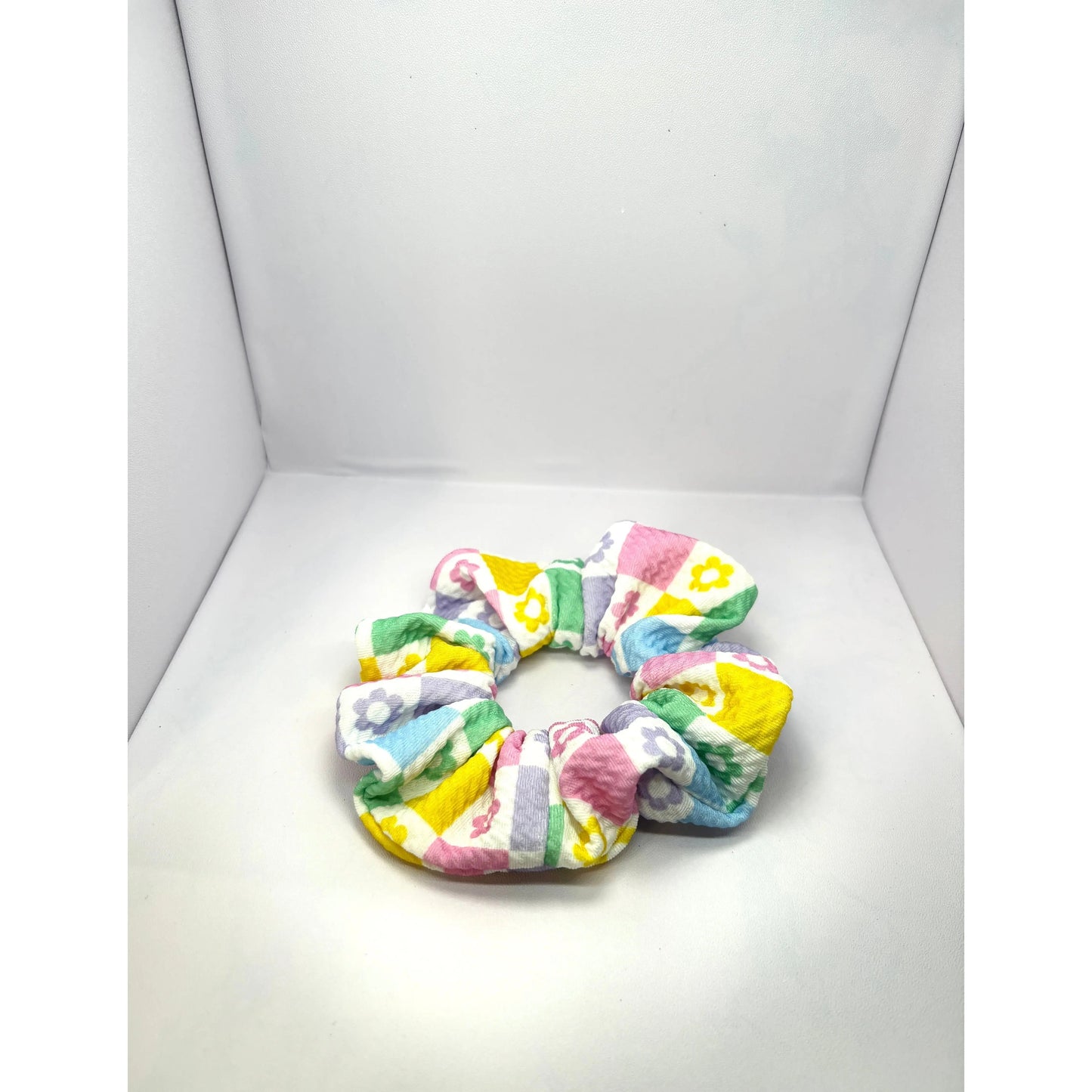 Mini Floral Checkered Spring Bullet Scrunchie