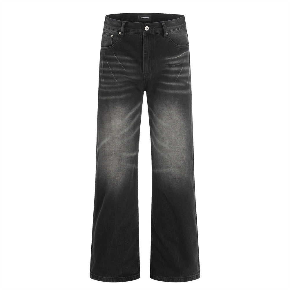 Color blocked white denim pants