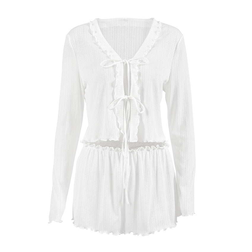 Hollow Jacquard Pajama Set