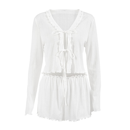 Hollow Jacquard Pajama Set