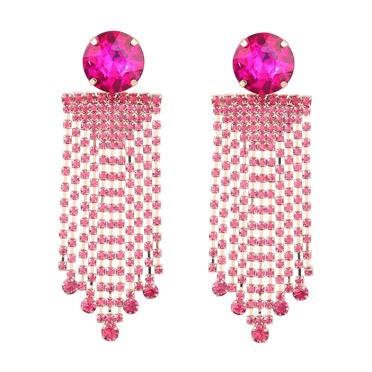 Super Flash Claw Chain Round Glass Diamond Alloy Diamond Long Tassel Fashion Earrings For Women