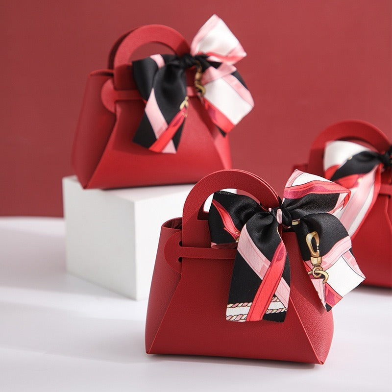 Light Luxury Style PU Leather Handheld Candy Gift Box Wedding Gift with Handheld Gift Wedding Candy Bag