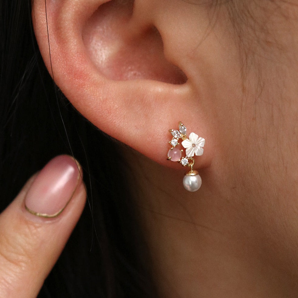 Lily rose quartz dangle earrings-1