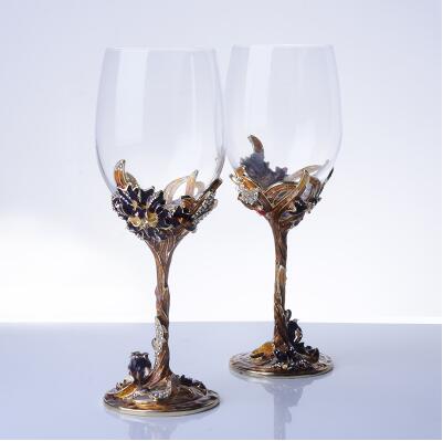 European Crystal Enamel Color Wine Champagne Goblet Creative High grade Wedding Gift Set