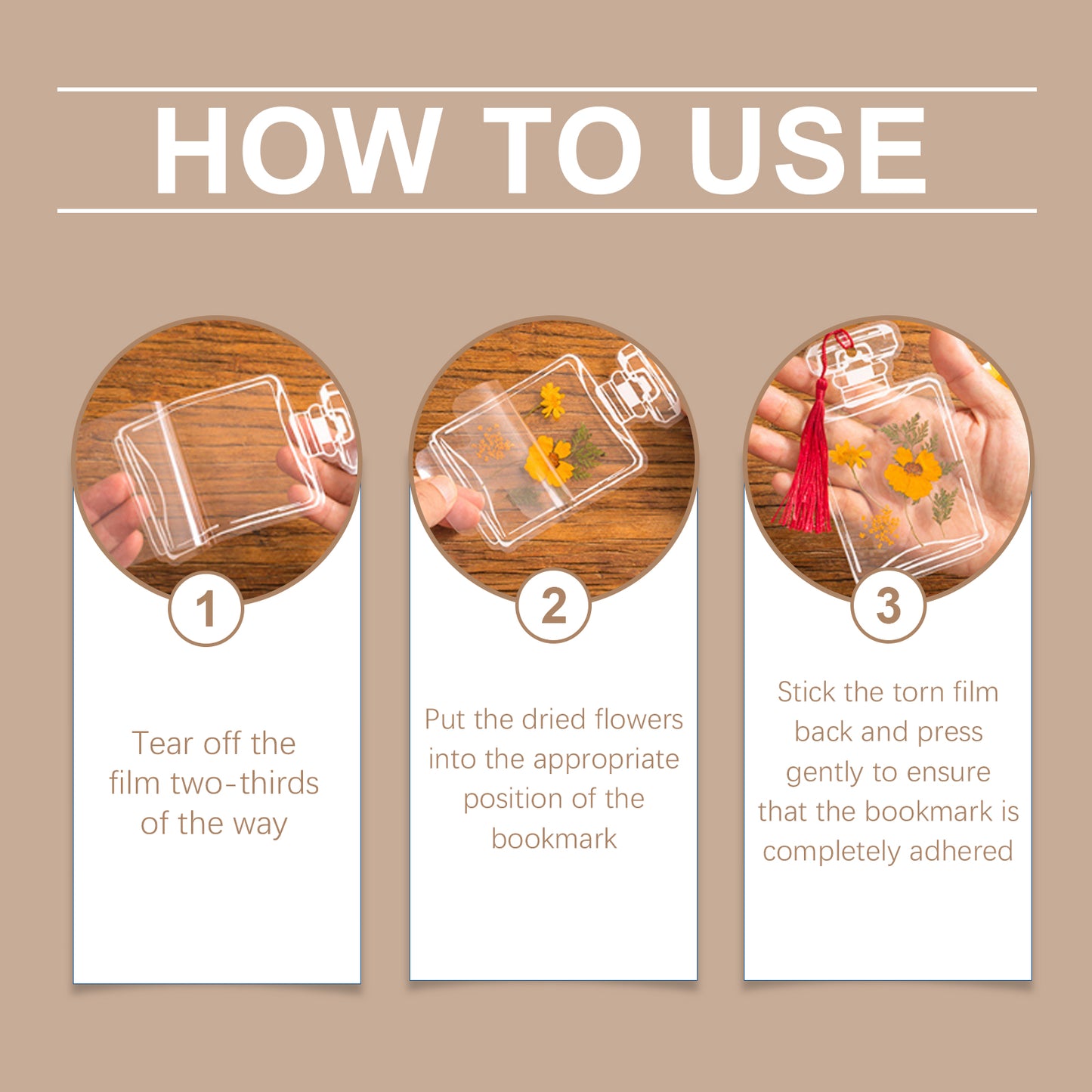 Dowmoo Dry Flower Bookmark Kit, Handmade Diy Bottle Dry Flower Hand Curtain Sticker Clear Bookmark Glass Bottle Decoration