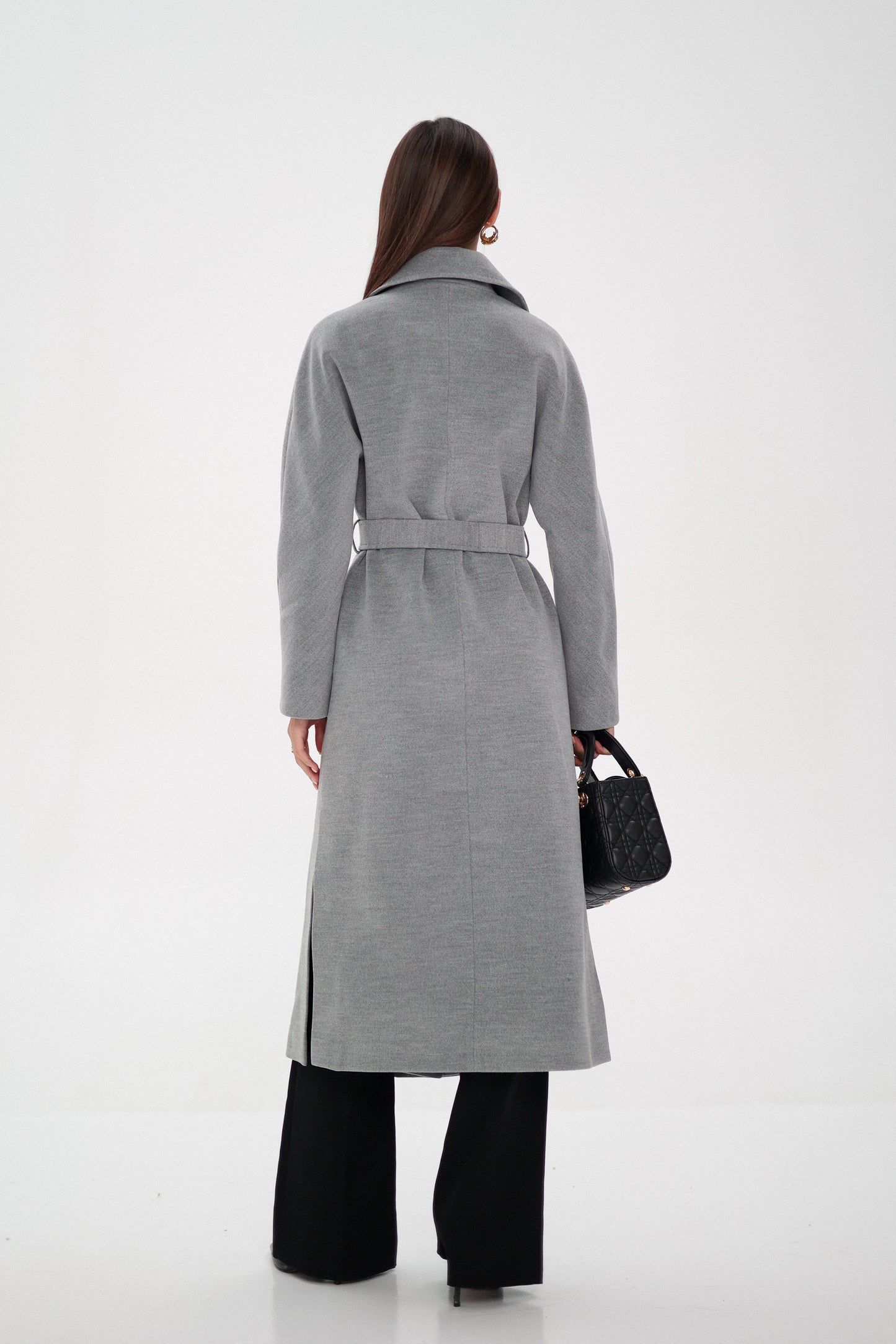 Cambridge Comfort Wraparound Wool Cashmere Coat in Dove