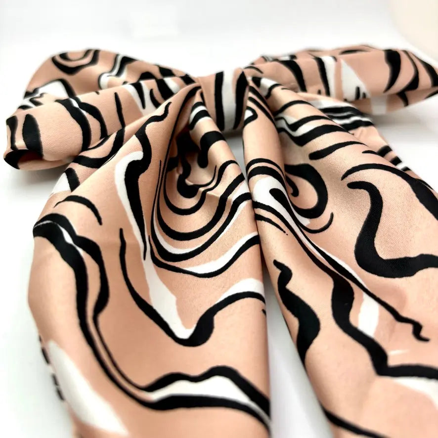 Tan Animal Silk Long Tail Bow