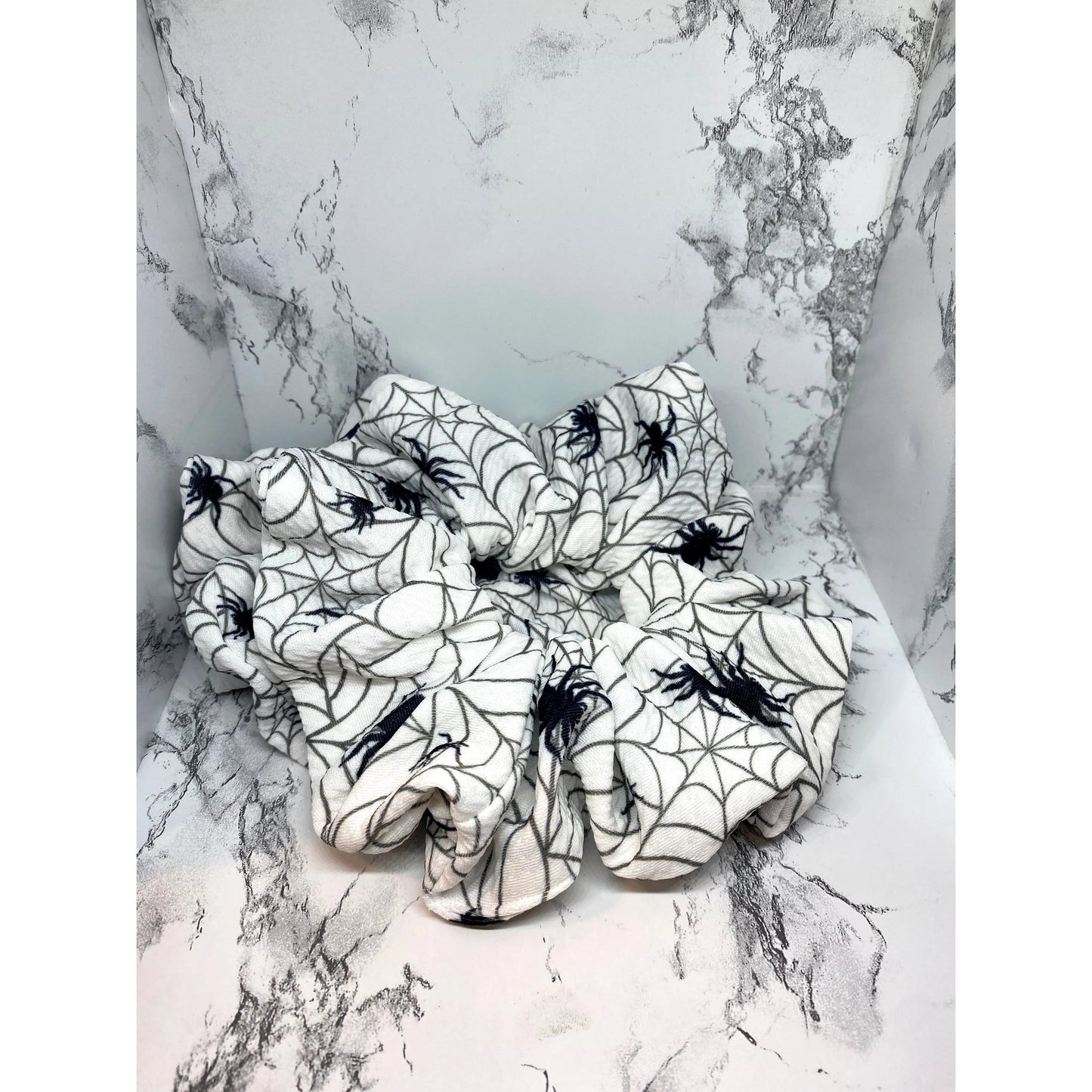 White Spiderweb Halloween Bullet Scrunchie