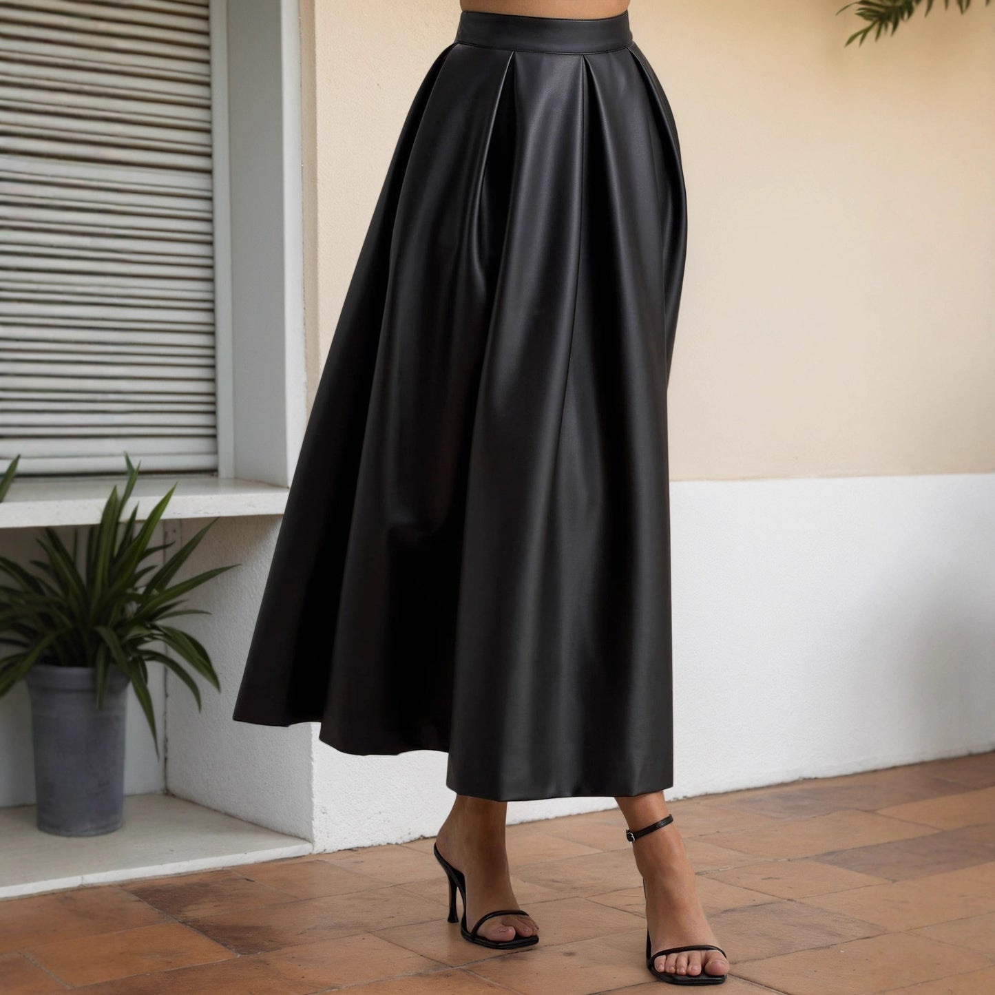 High waisted A-line skirt