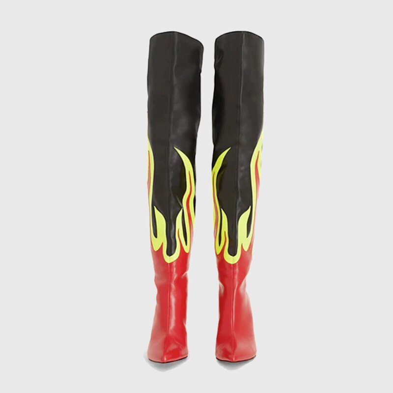 Women Over The Knee High Boots Pointed Toe Stilettos Heels Back Zipper  Big Circumference Thigh High Boots