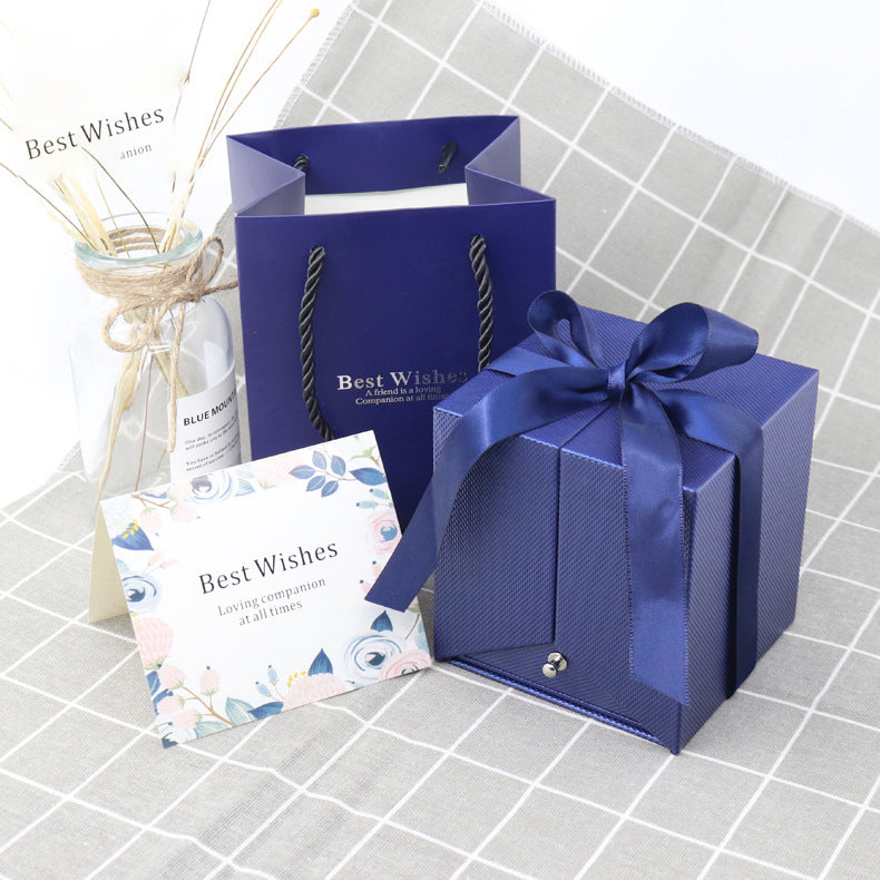 Double Door Eternal Rose Gift Box Jewelry Packaging Box Ring Earnail Necklace Jewelry Box
