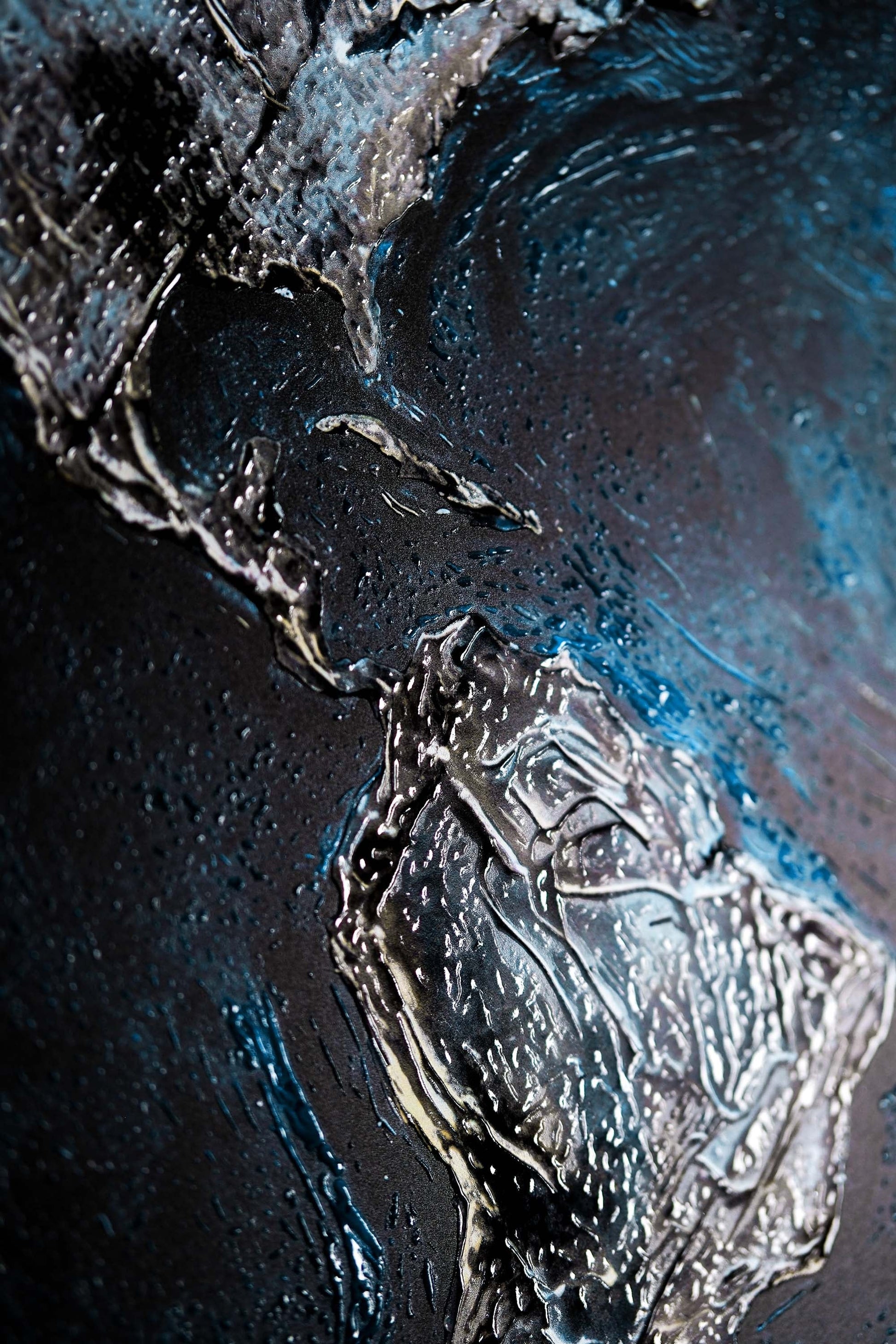Sapphire Metallic Atlas — 3D Haptic Embossed High-Gloss Luxury Wall Art-3