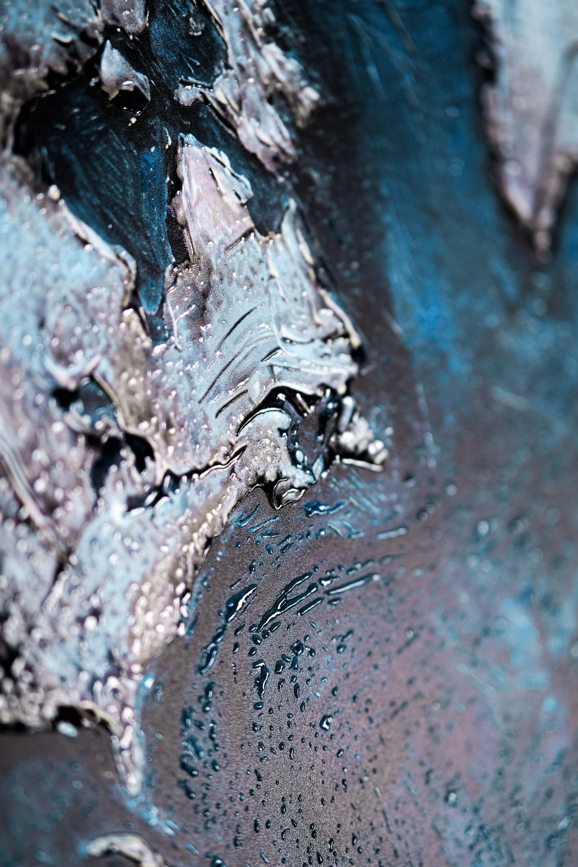 Sapphire Metallic Atlas — 3D Haptic Embossed High-Gloss Luxury Wall Art-1