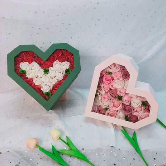 Valentine's Day Companion Romantic Roses Gift Box Open Window Transparent Diamond Heart-Shaped Gift Box