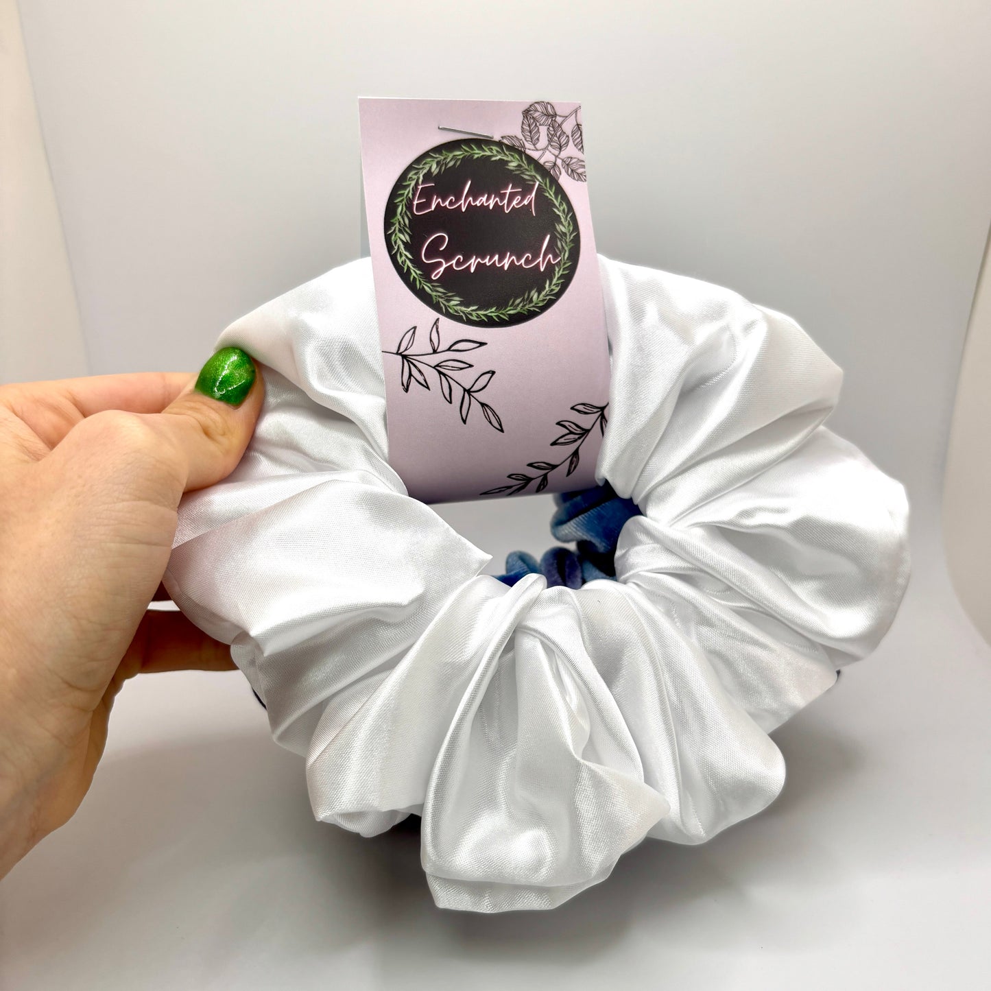Blue Purple Tie Dye & White Scrunchie Set