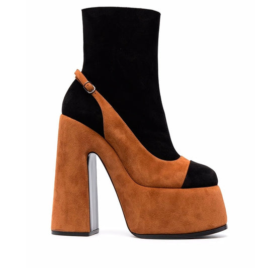 Women's Shoes New Fashion Autumn Winter Chunky High Heel Black Wine Red Buckle Dress Party Female Ankle Boots 35-43