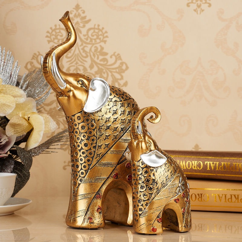 Resin Crafts European Style Couple Elephant Living Room Home Decoration Wine Cabinet Study Decoration Wedding Gift